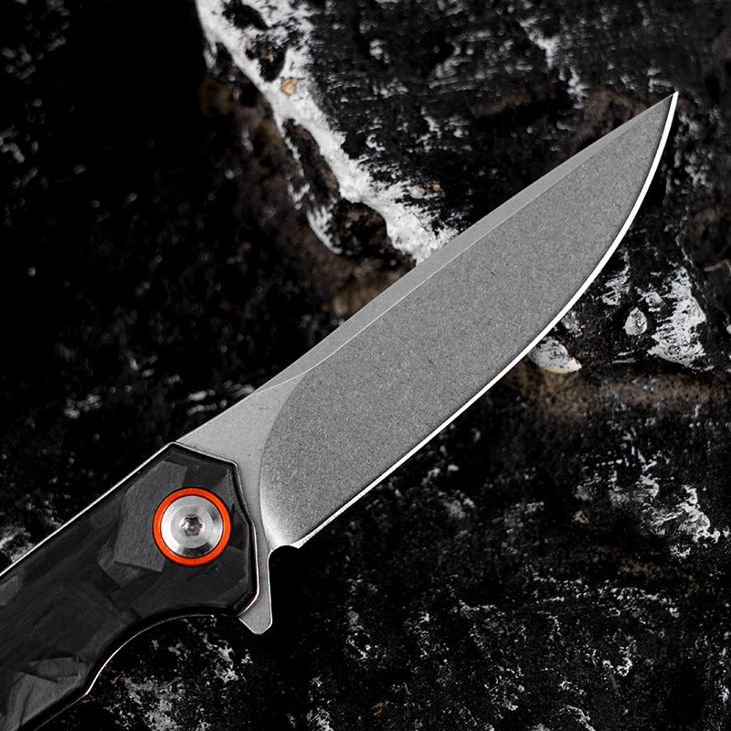 D2 Steel Blade Carbon Fiber Outdoor Camping Picnic Utility Knife