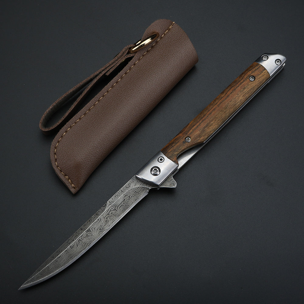 Gold Sandalwood High-grade Exquisite High Hardness Damascus Pattern Fruit Knife