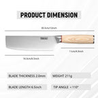 Qulajoy Vegetable Cleaver - Japanese Cleaver Chopping Knife High Carbon Stainless Steel Knives With Wooden Handle