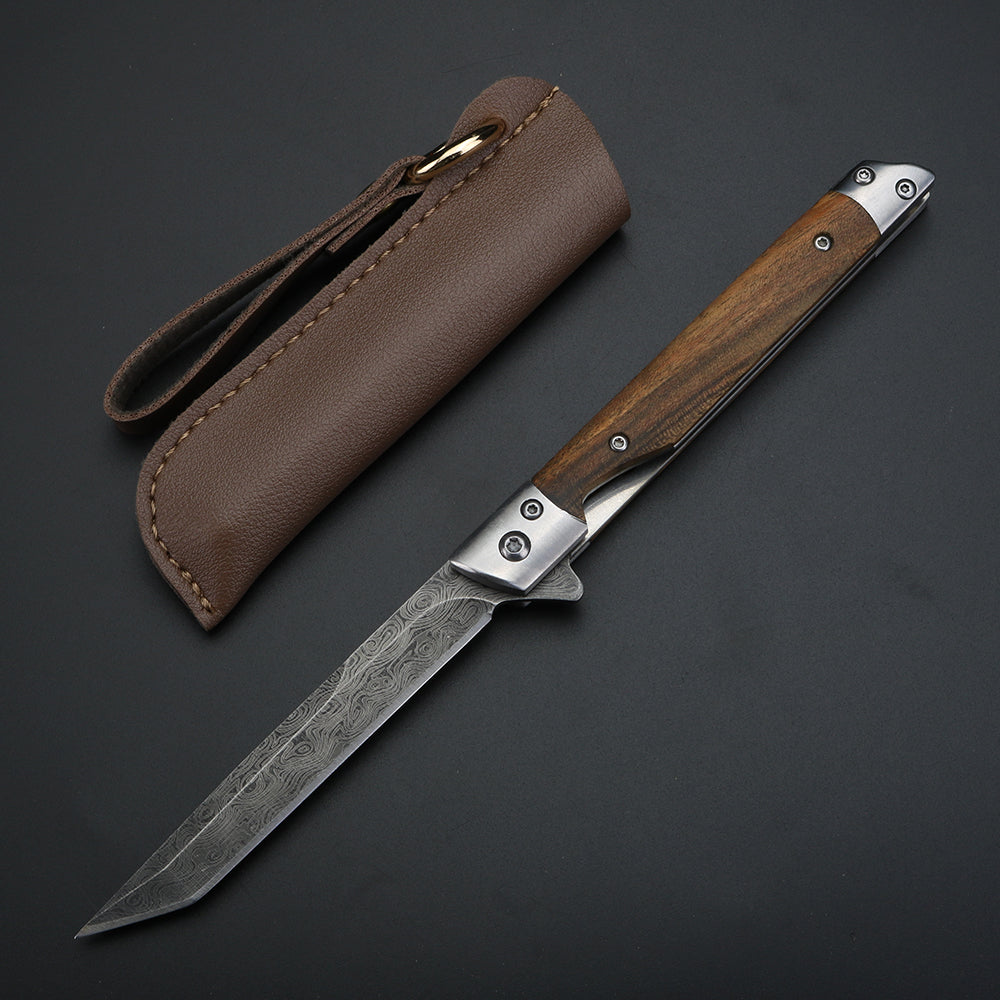 Gold Sandalwood High-grade Exquisite High Hardness Damascus Pattern Fruit Knife