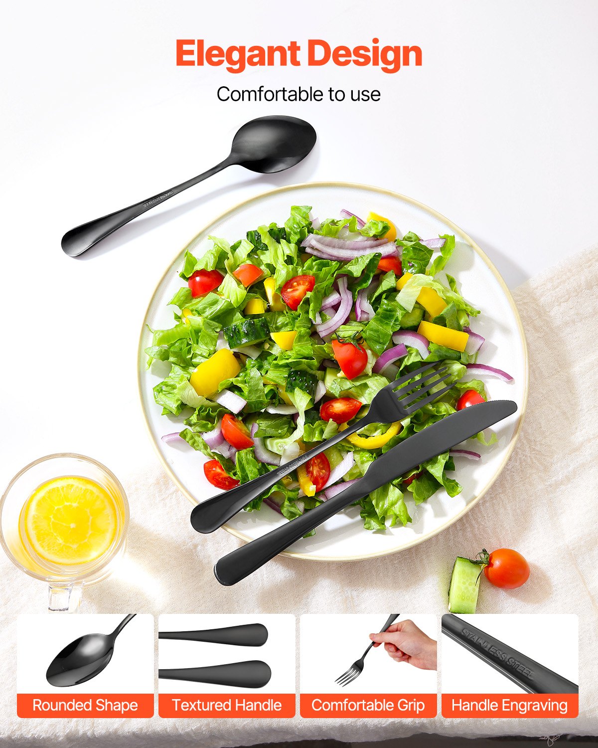 48-Piece Silverware Set Stainless Steel Cutlery Flatware Utensil Kitchen For 8