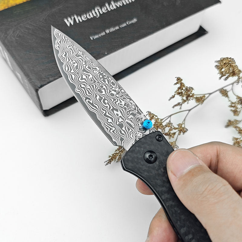 Butterfly BM535 Damascus Portable Leather Knife
