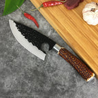 Forged Hammer Pattern Deerhorn Handle Ring Small Machete