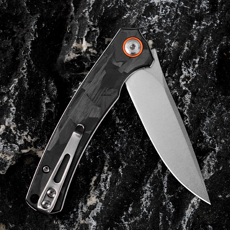 D2 Steel Blade Carbon Fiber Outdoor Camping Picnic Utility Knife